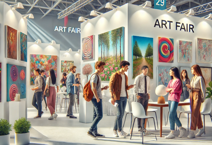 신진 작가 발굴을 위해 페어에 방문한 초보 컬렉터들의 모습입니다.