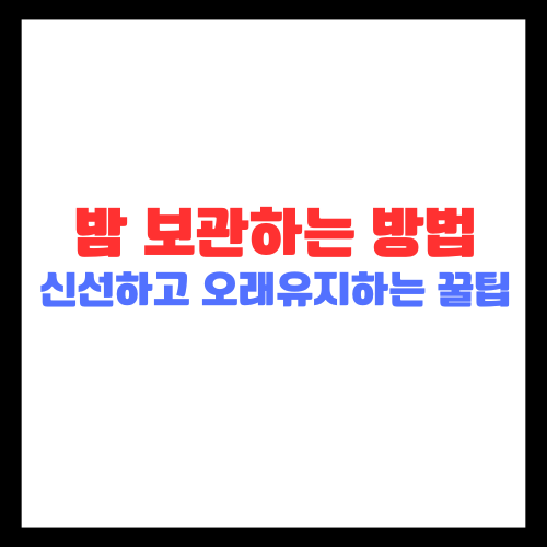 밤 보관하는 방법