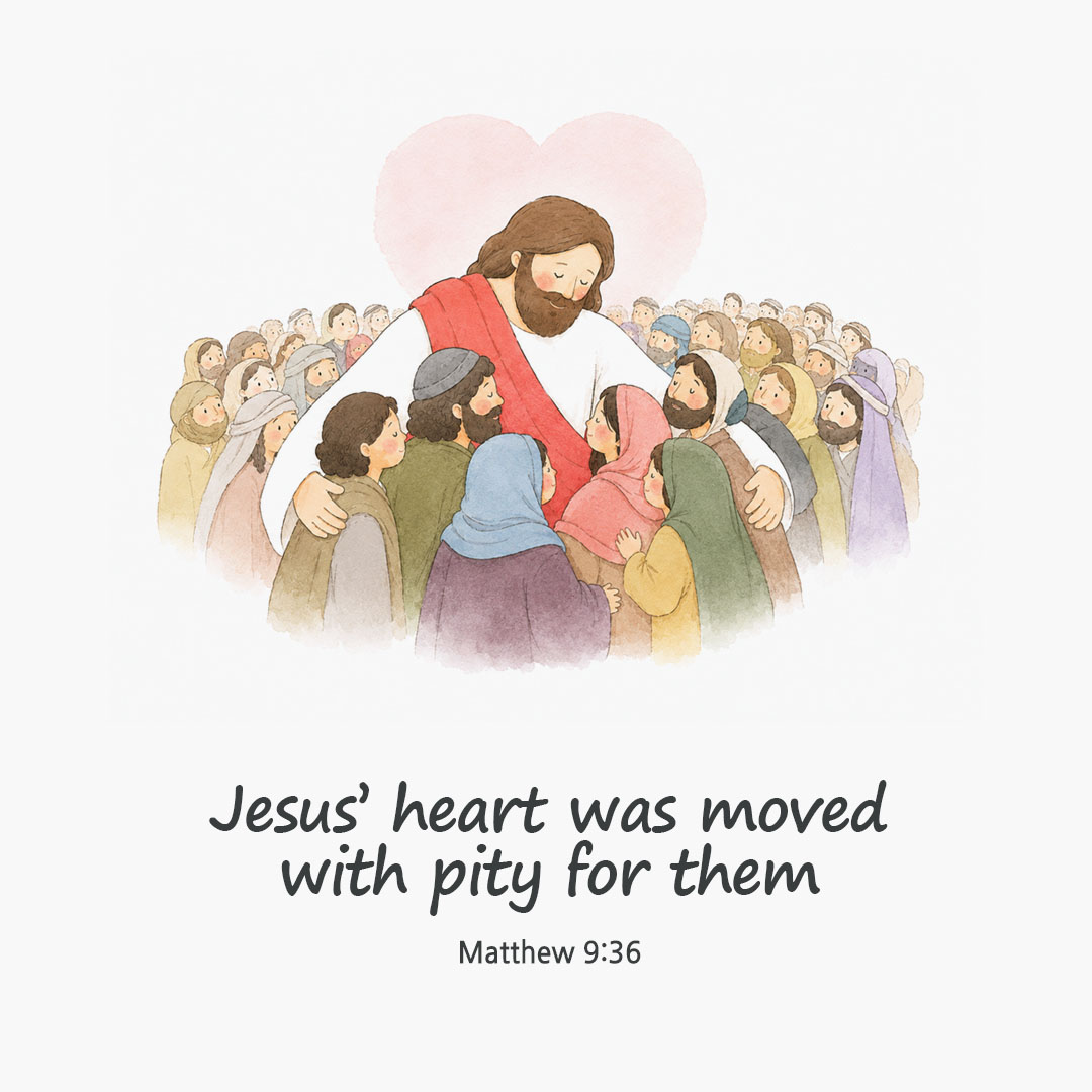 Today's Bible verse card Matthew 9:36 scripture image