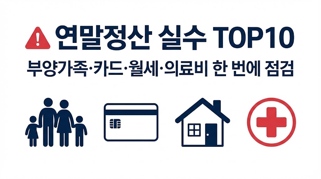 연말정산 실수 TOP10(부양가족&middot;카드&middot;월세&middot;의료비) &mdash; 환급 줄이는 &lsquo;진짜 원인&rsquo; 한 번에 정리