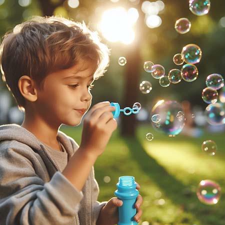공원에서-비누방울-불며-노는-아이