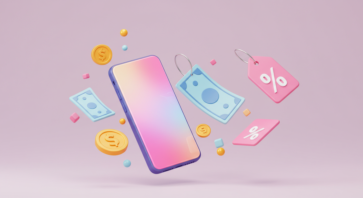 스마트폰 보조금과 공시지원금을 상징하는 추상적 이미지