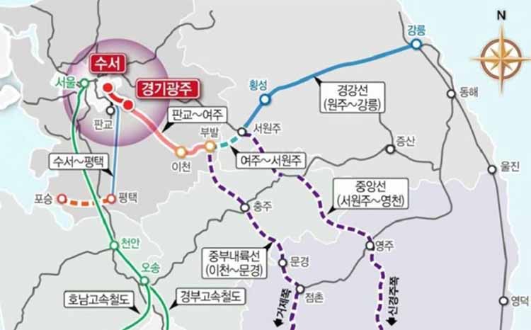수서광주 복선전철 노선도