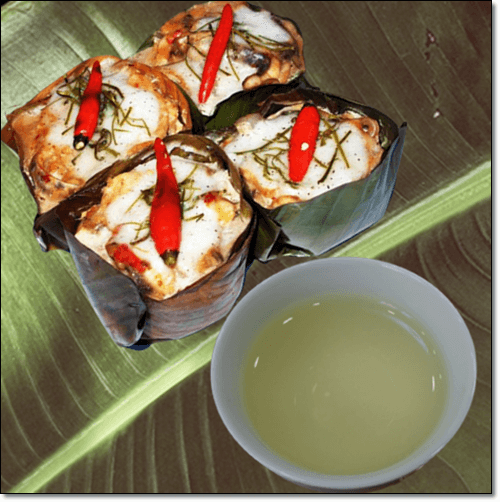 바나나 잎을 활용한 음식과 차