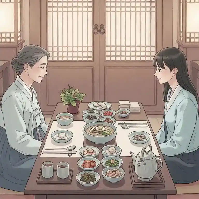 상급자와 한정식 식사