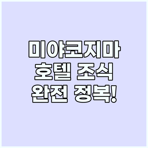 미야코지마 호텔 조식 완전 정복: 맛..