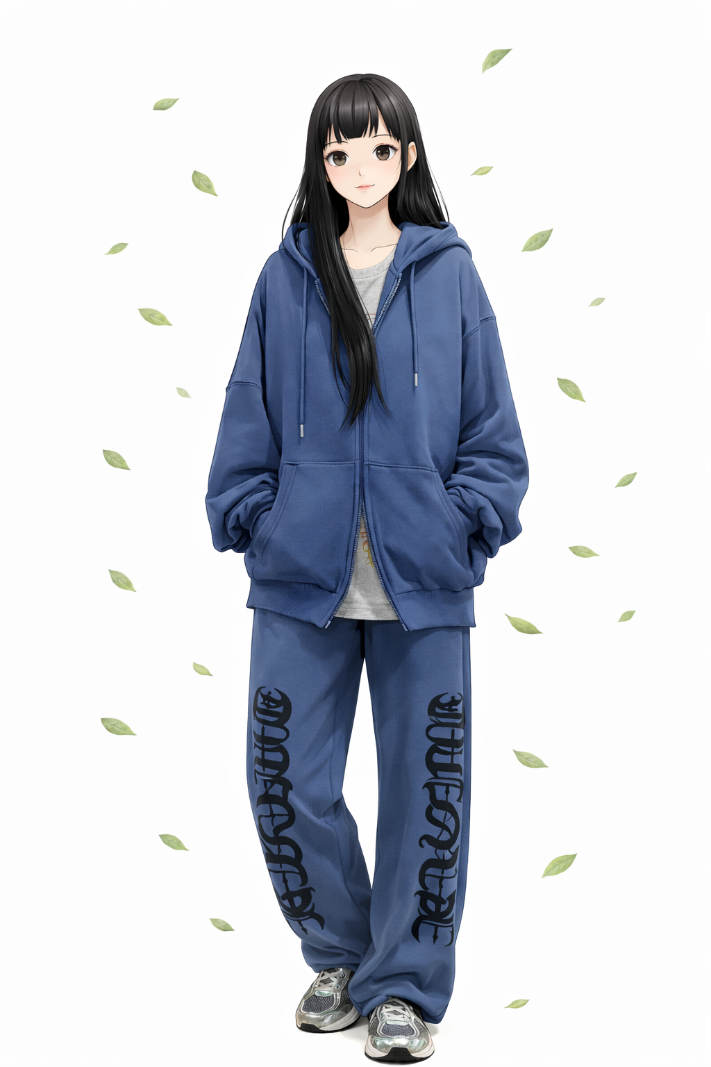 K-Fashion Hoodie Zip Up Set With Relaxed Training Pants Casual Look