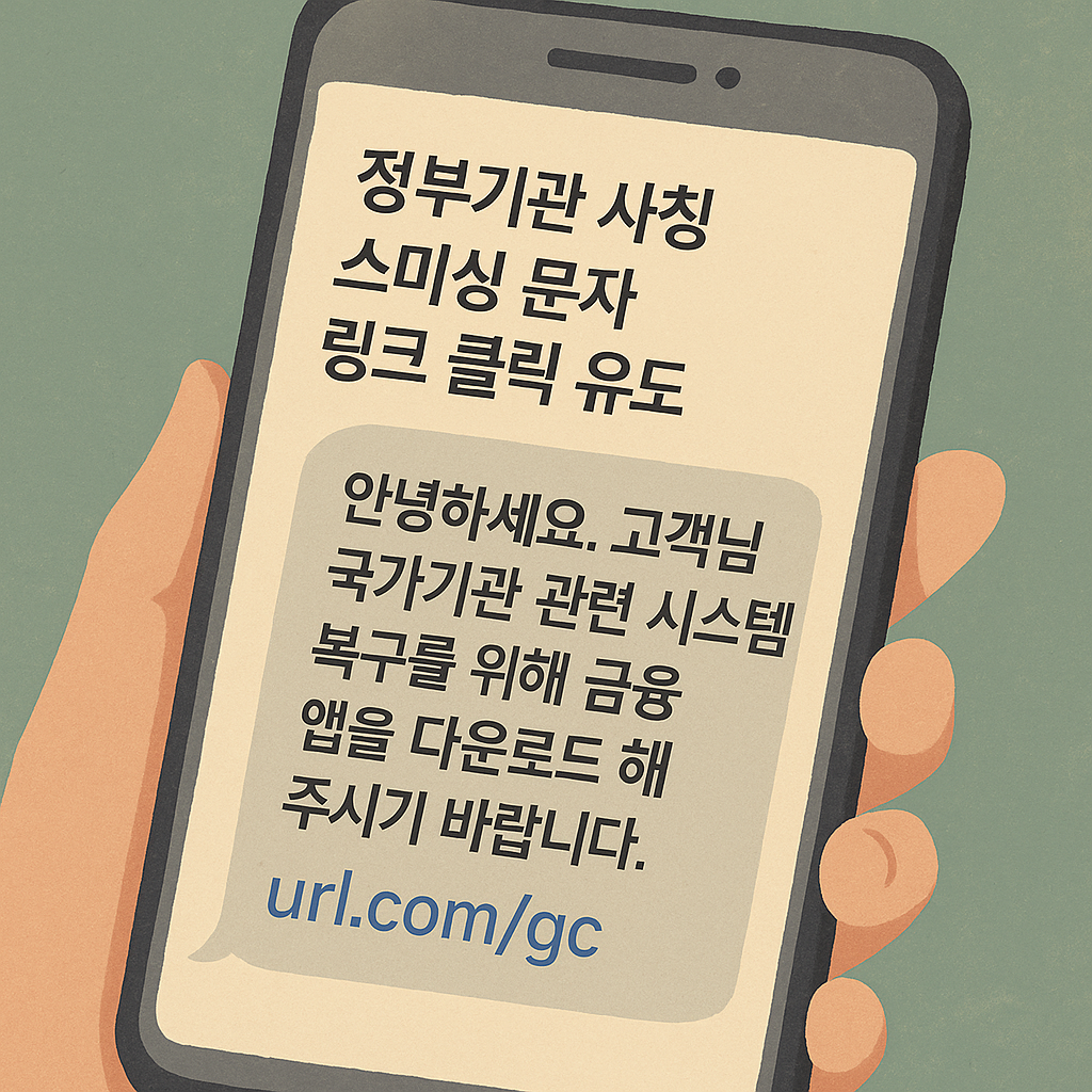 “정부기관 사칭 스미싱 문자 – 링크 클릭 유도”
