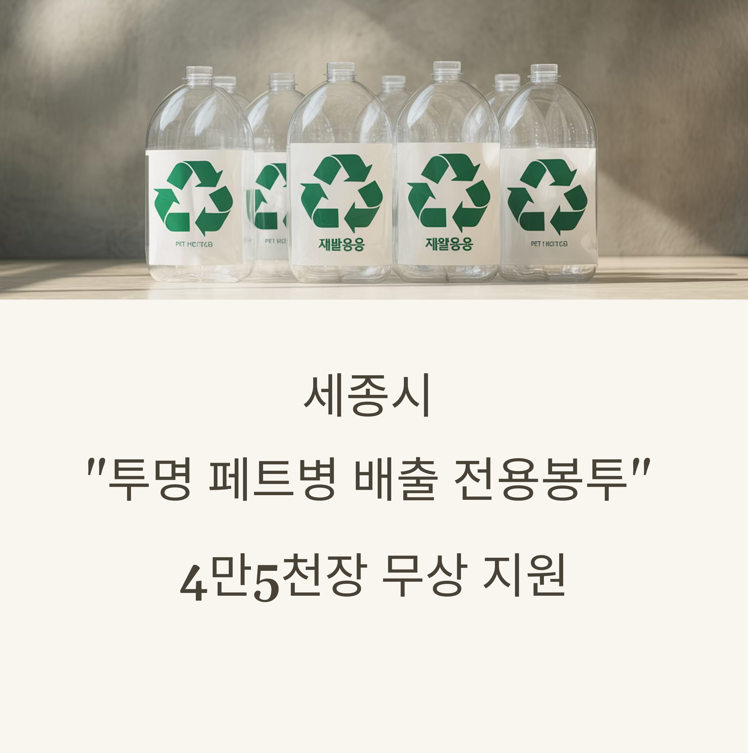 세종시 페트병 배출 전용봉투 무상제공