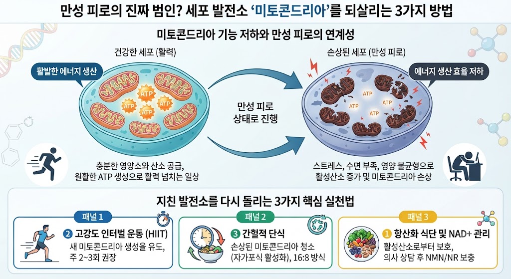 미토콘드리아 만성피로, 간헐적 단식 방법을 나타낸 인포그래픽