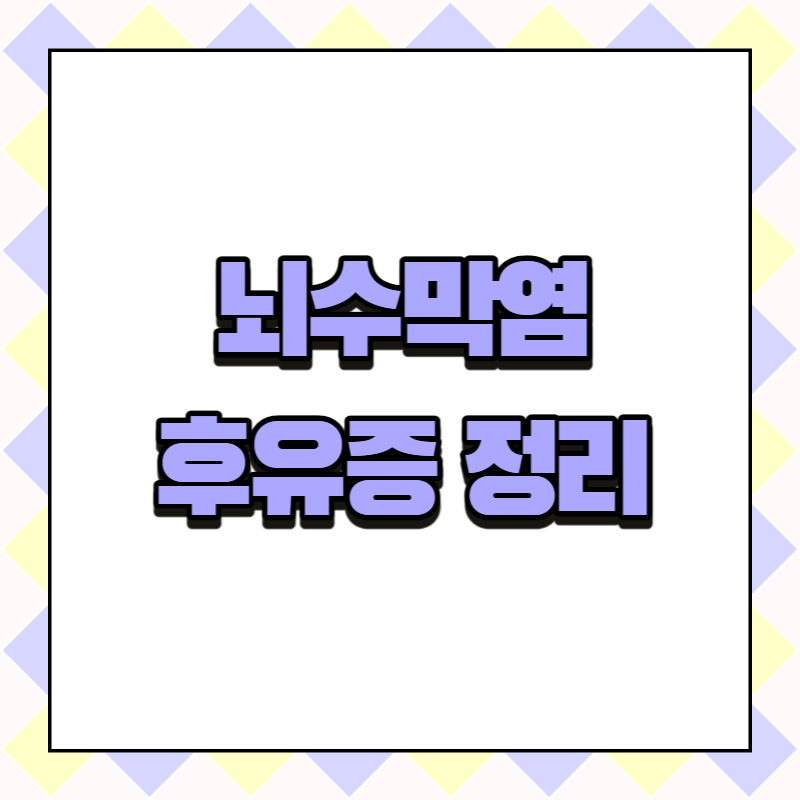 뇌수막염 후유증 정리