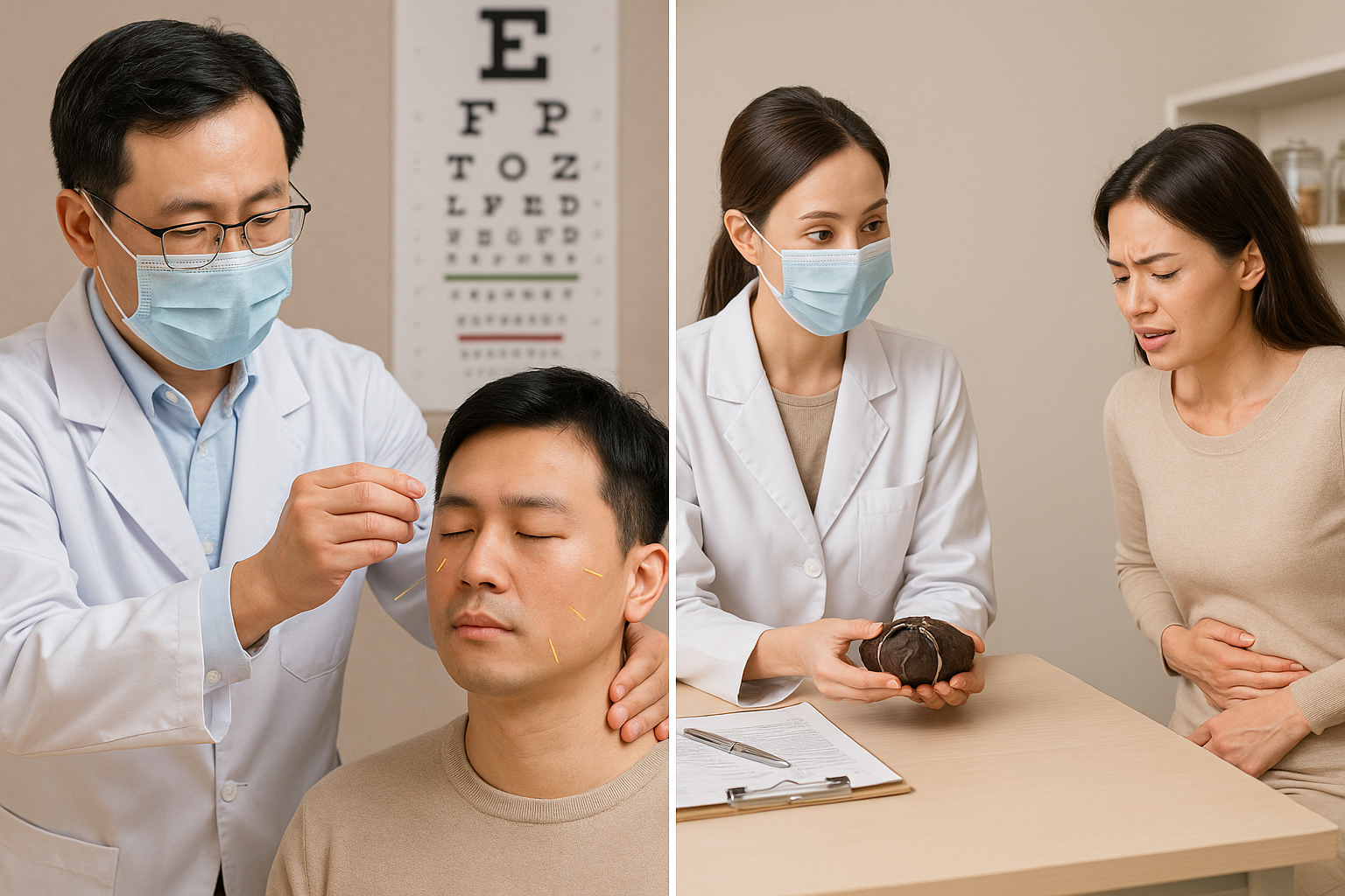 첩약 건강보험 적용 질환 6가지를 정리한 인포그래픽: 안면신경마비, 월경통, 뇌혈관 후유증, 기능성 소화장애, 알레르기 비염, 난임