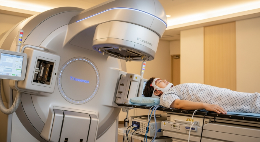 간암 환자가 방사선 치료를 받는 장면