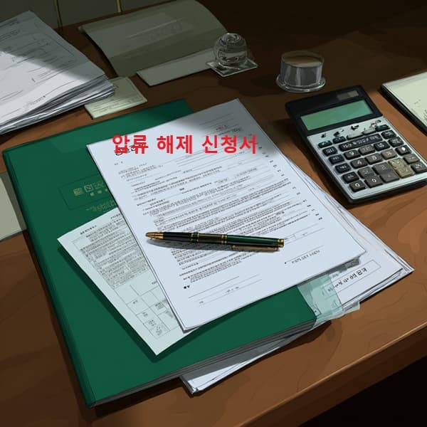 차압 해제 신청서를 작성하는 실제 데스크 환경 이미지