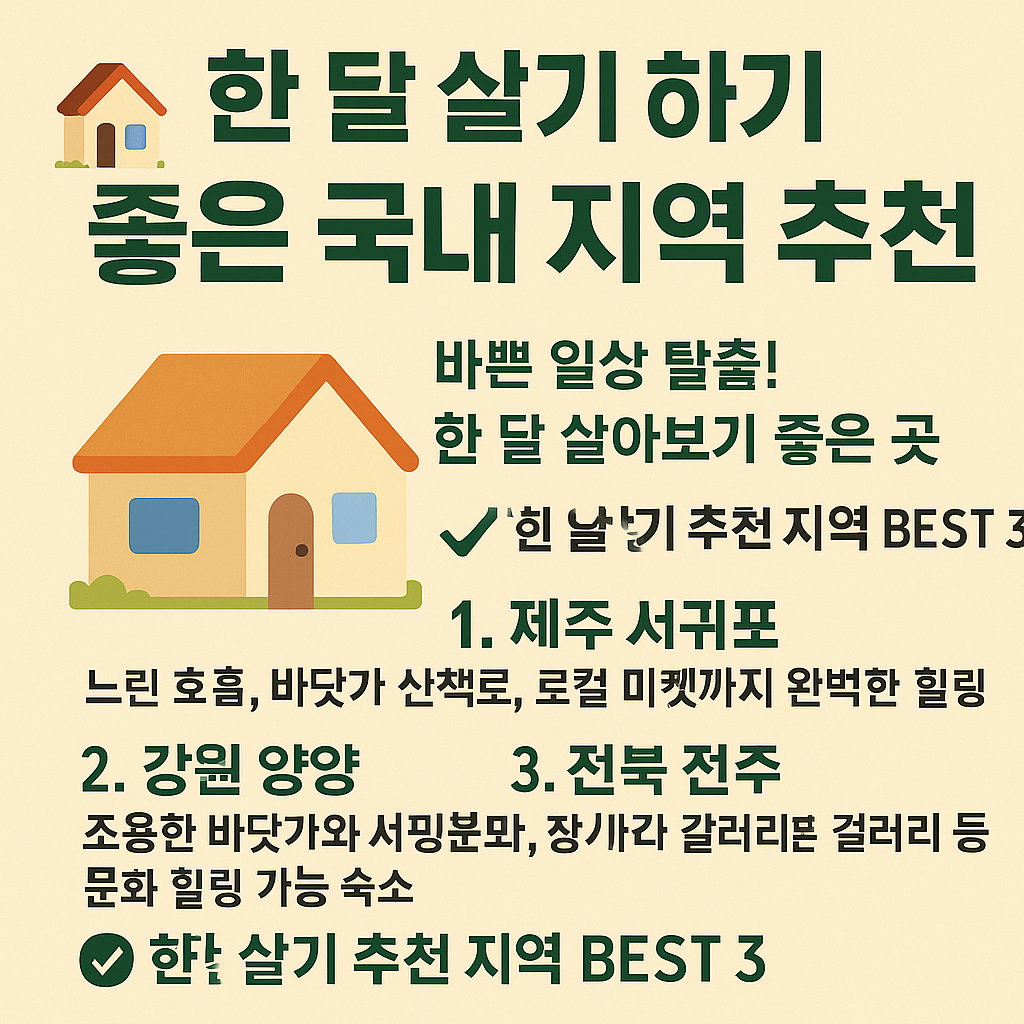 바쁜 일상 탈출! 한 달 살아보기 좋은 곳