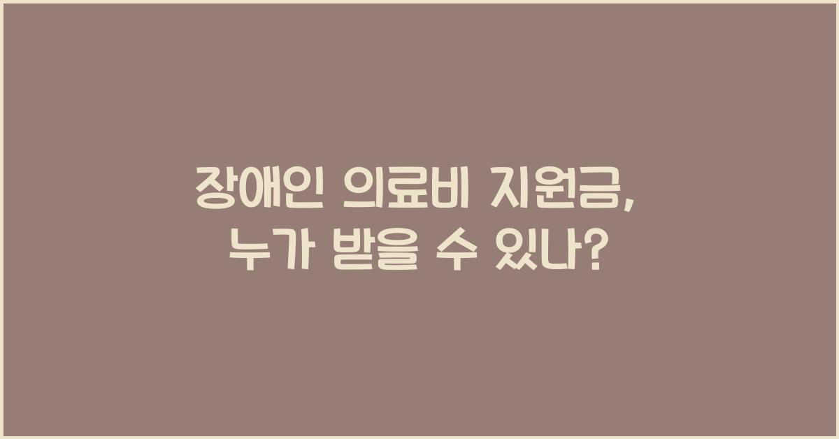 장애인 의료비 지원금