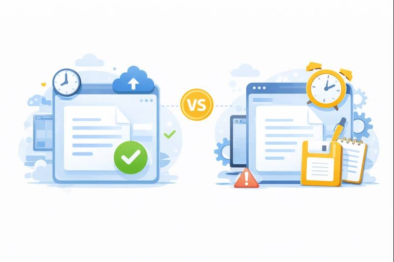 자동 저장과 임시 저장 차이