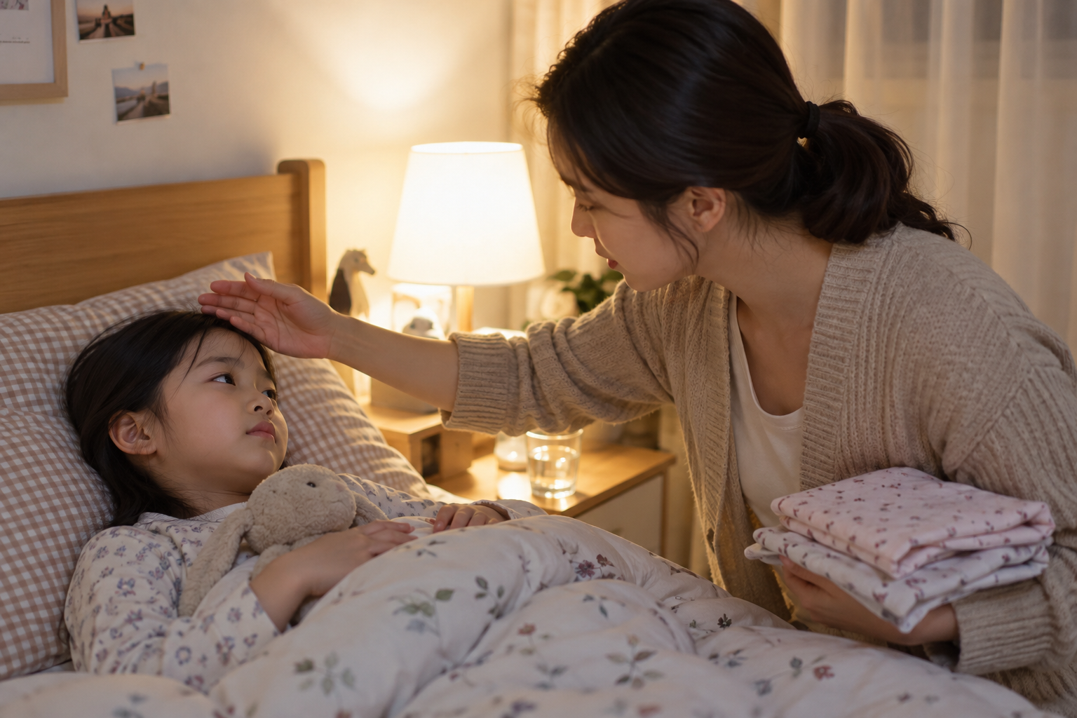 아이 수두 발진이 의심될 때, 가려움 관리와 가족 전파&middot;등원 확인 상황에서 보호자가 아이 상태와 다음 행동을 확인하는 실제 생활 장면