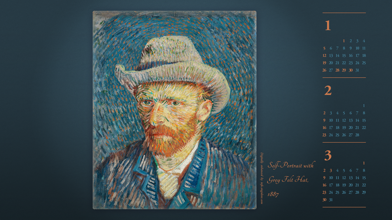 02 회색 펠트 모자를 쓴 자화상, F344 B - 2025년2월 노트북배경화면