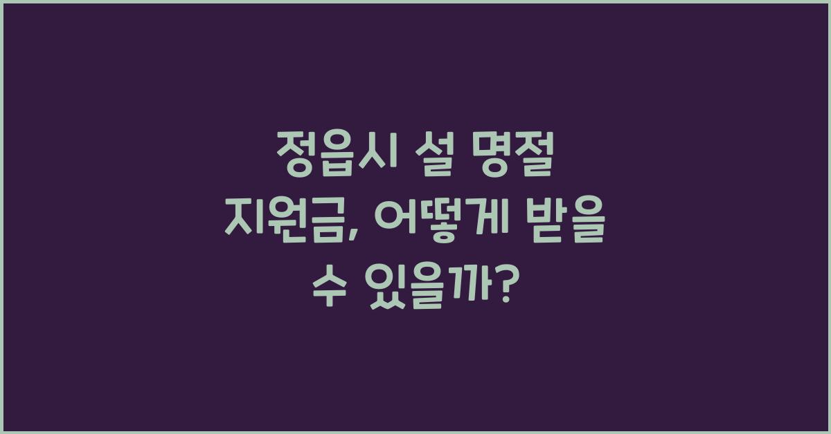 정읍시 설 명절 지원금