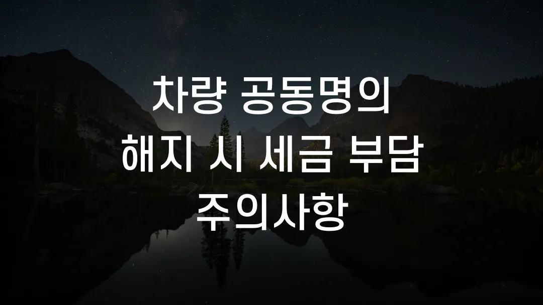 차량 공동명의 해지 시 세금 부담 주의사항