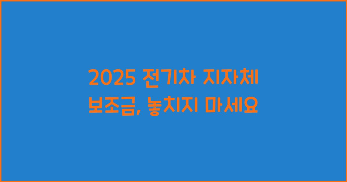 2025 전기차 지자체 보조금