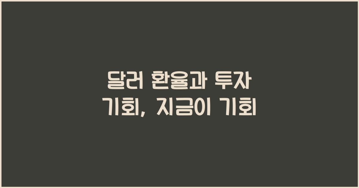 달러 환율과 투자 기회
