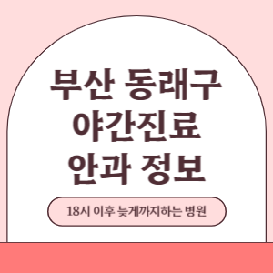 부산 동래구 야간진료 안과 병원 (18시 이후 늦게까지하는 병원)