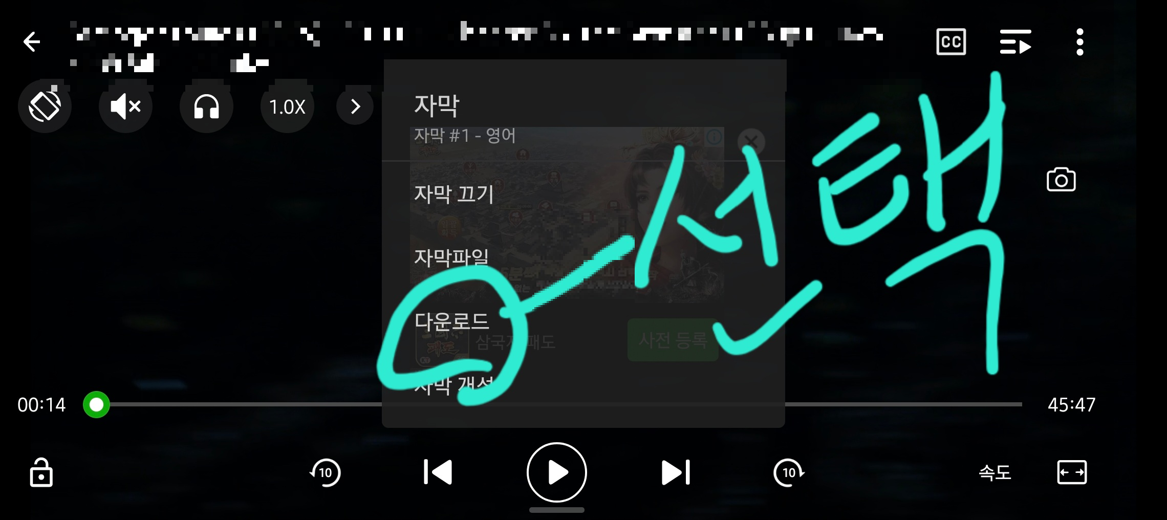 엑스플레이어 자막-다운로드 선택