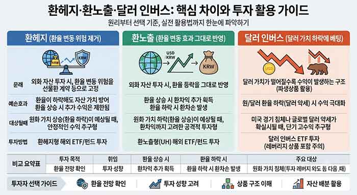 환헤지·환노출·달러 인버스 차이와 투자 가이드.