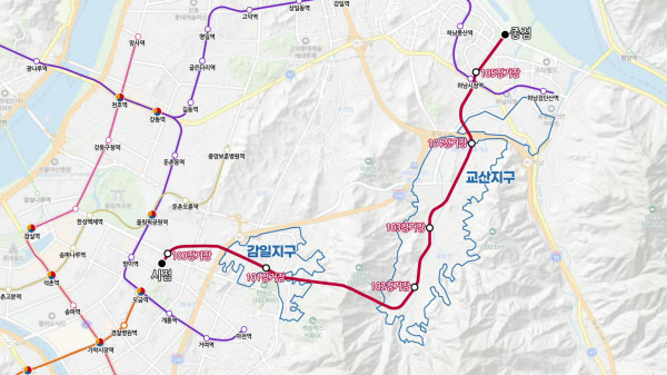 전철 3호선 연장선 노선도 사진