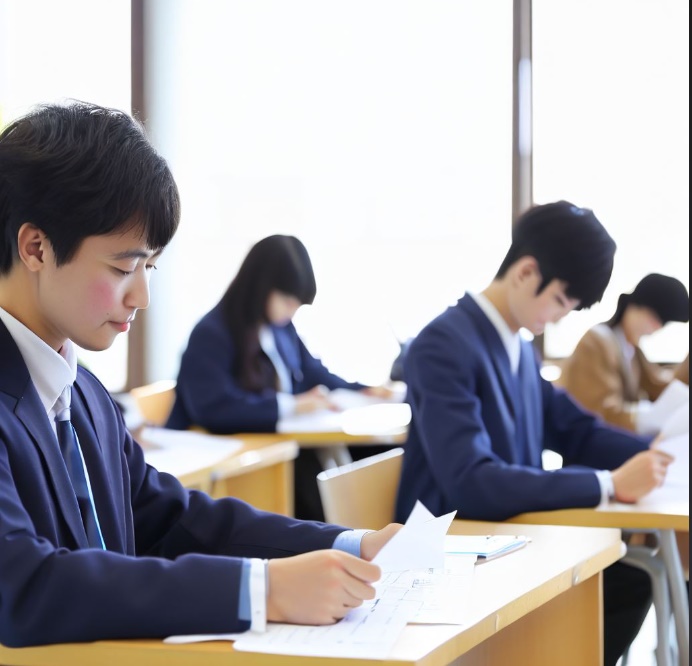 모의고사 시험을 보는 학생들(made by Bing)
