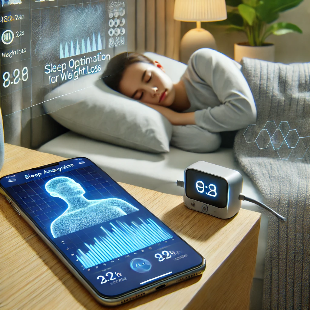 AI 기반 수면 모니터링 장치를 사용하여 건강한 수면 패턴을 유지하는 모습