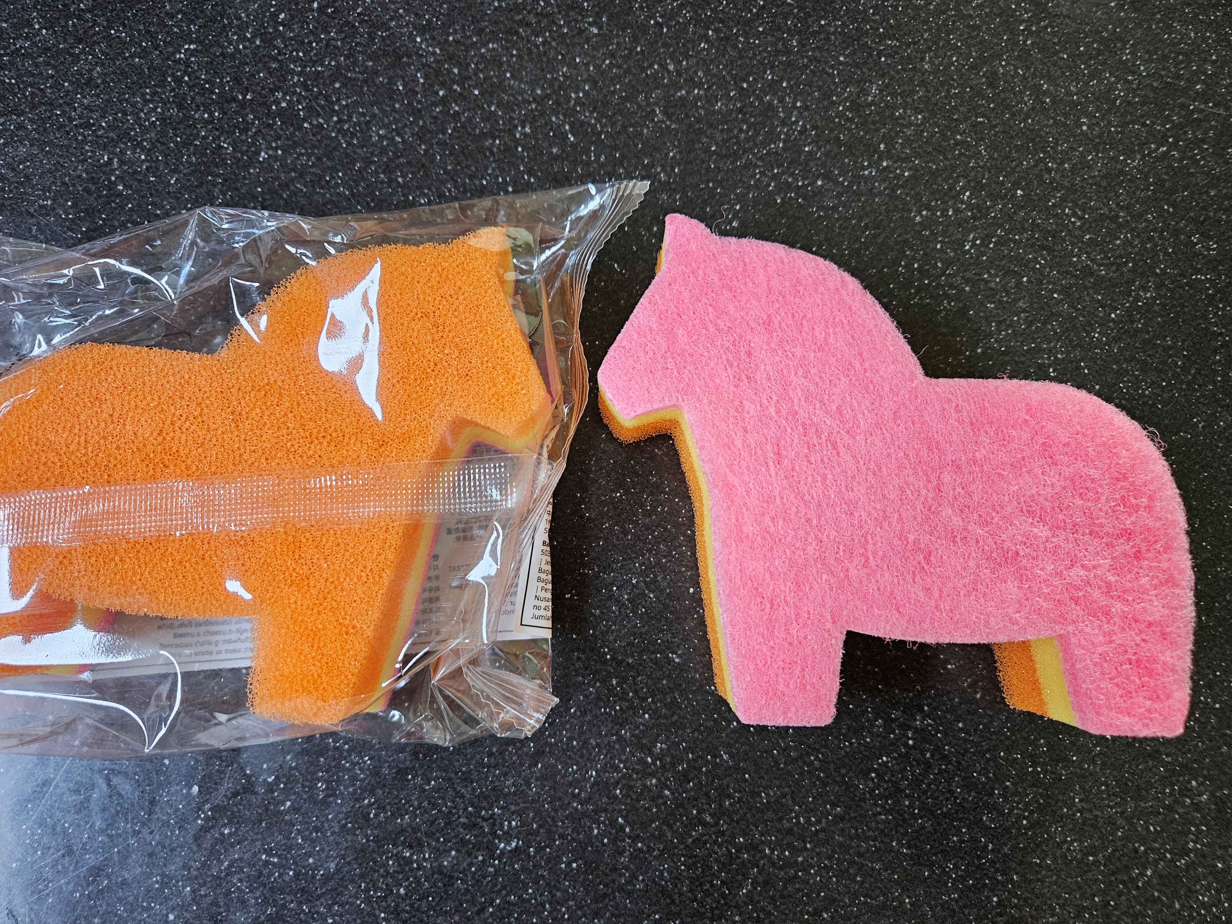 이케아-설겆이-스펀지-핑크색-오렌지색