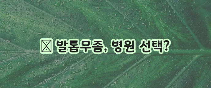 발톱무좀 병원 어디로 가야 할지 고민이라면, 확실하게 알아보세요!