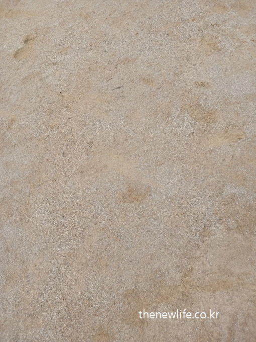 Close-up of soft dirt surface at Gwangnaru soccer field-광나루 한강공원 축구장. 맨발 걷기 할수 있는 부드러운 흙 표면 클로즈업