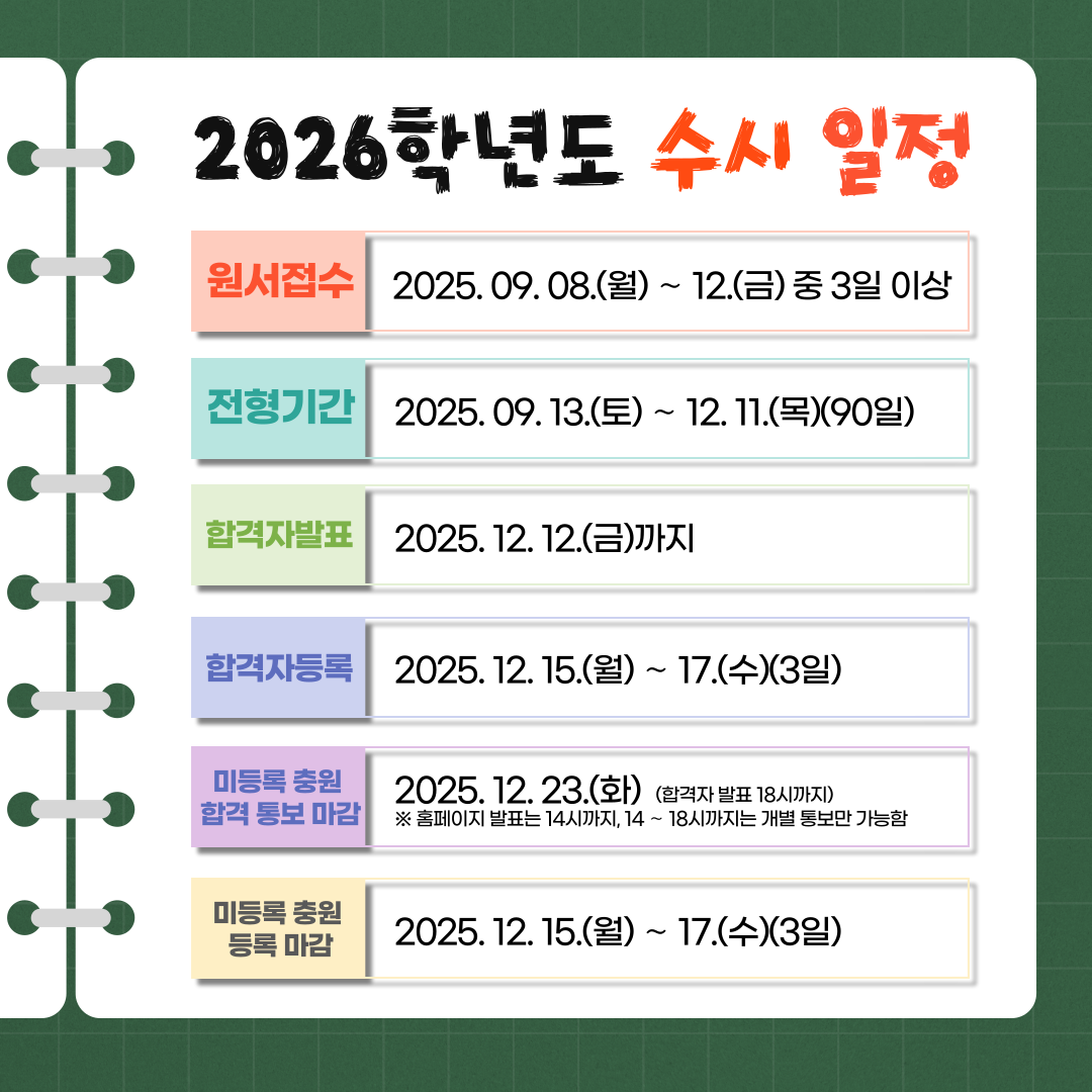 2026학년도 수능일정