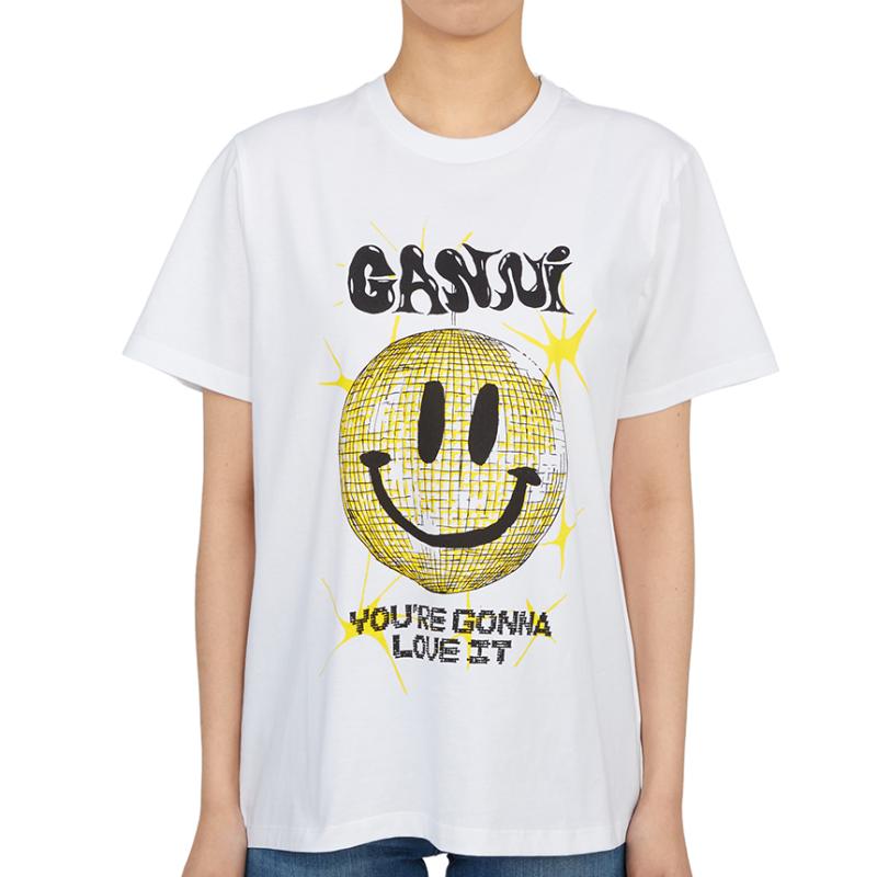 GANNI 가니 스마일리 여자 반팔티셔츠 릴렉스핏 T3356 151