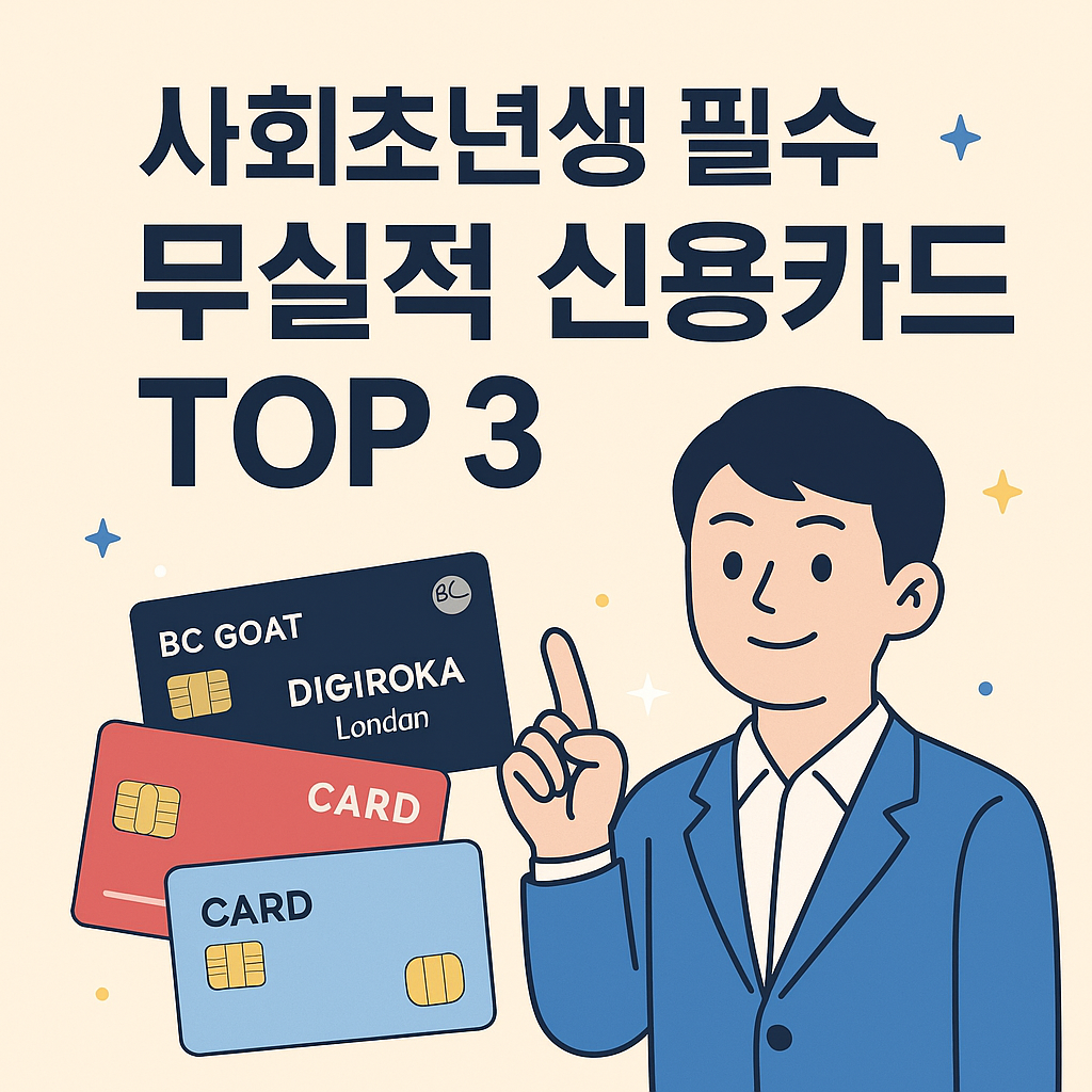 사회초년생 필수 무실적 신용카드 TOP 3 총정리