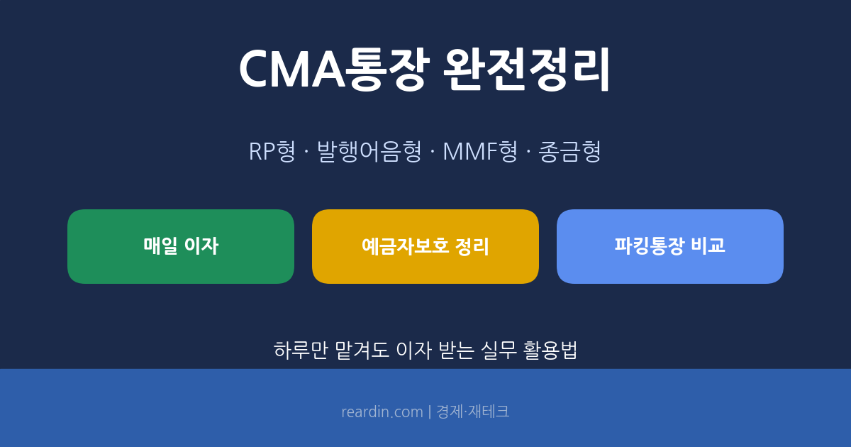CMA통장 완전정리 종류와 예금자보호 안내 썸네일