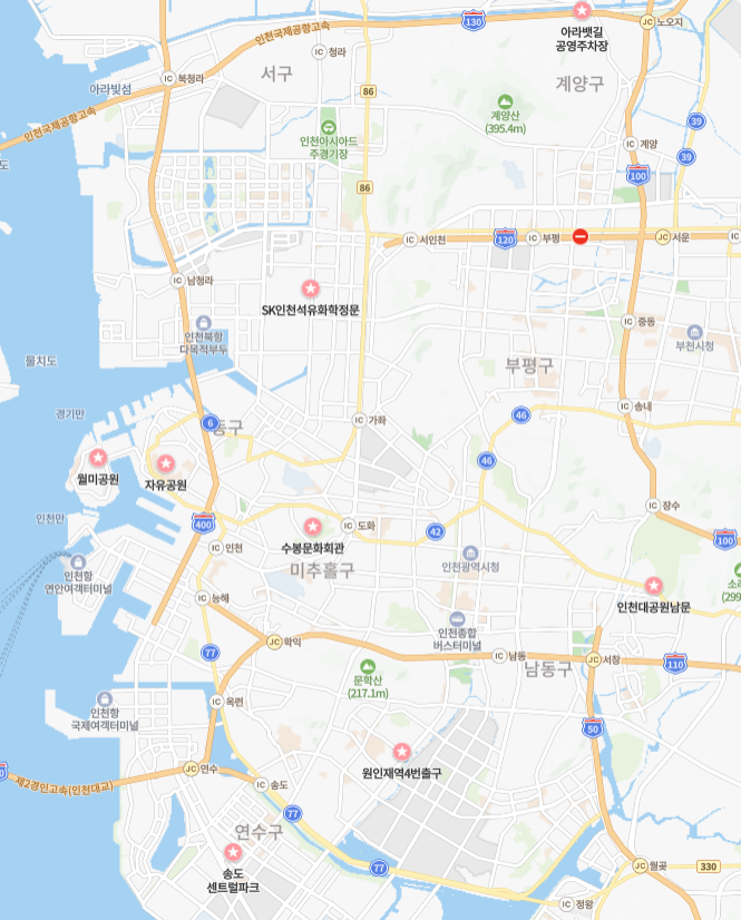 인천 벚꽃명소 지도