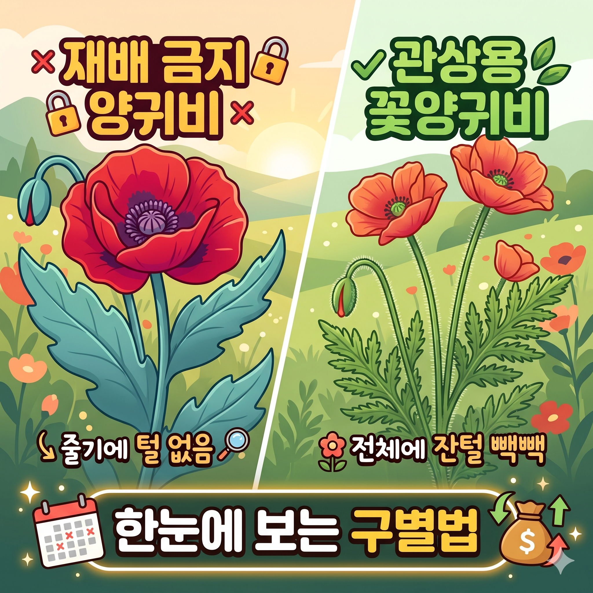 마당에 핀 붉은 꽃 마약일까? 양귀비 꽃양귀비 구분 핵심 요령 3가지