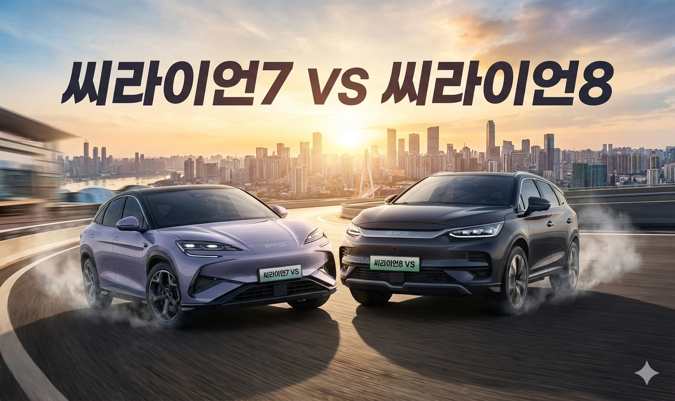 국내 SUV 시장의 새로운 대안인 BYD 씨라이온 7 전기차와 주행거리 2,000km를 자랑하는 씨라이온 8 하이브리드 제원 비교