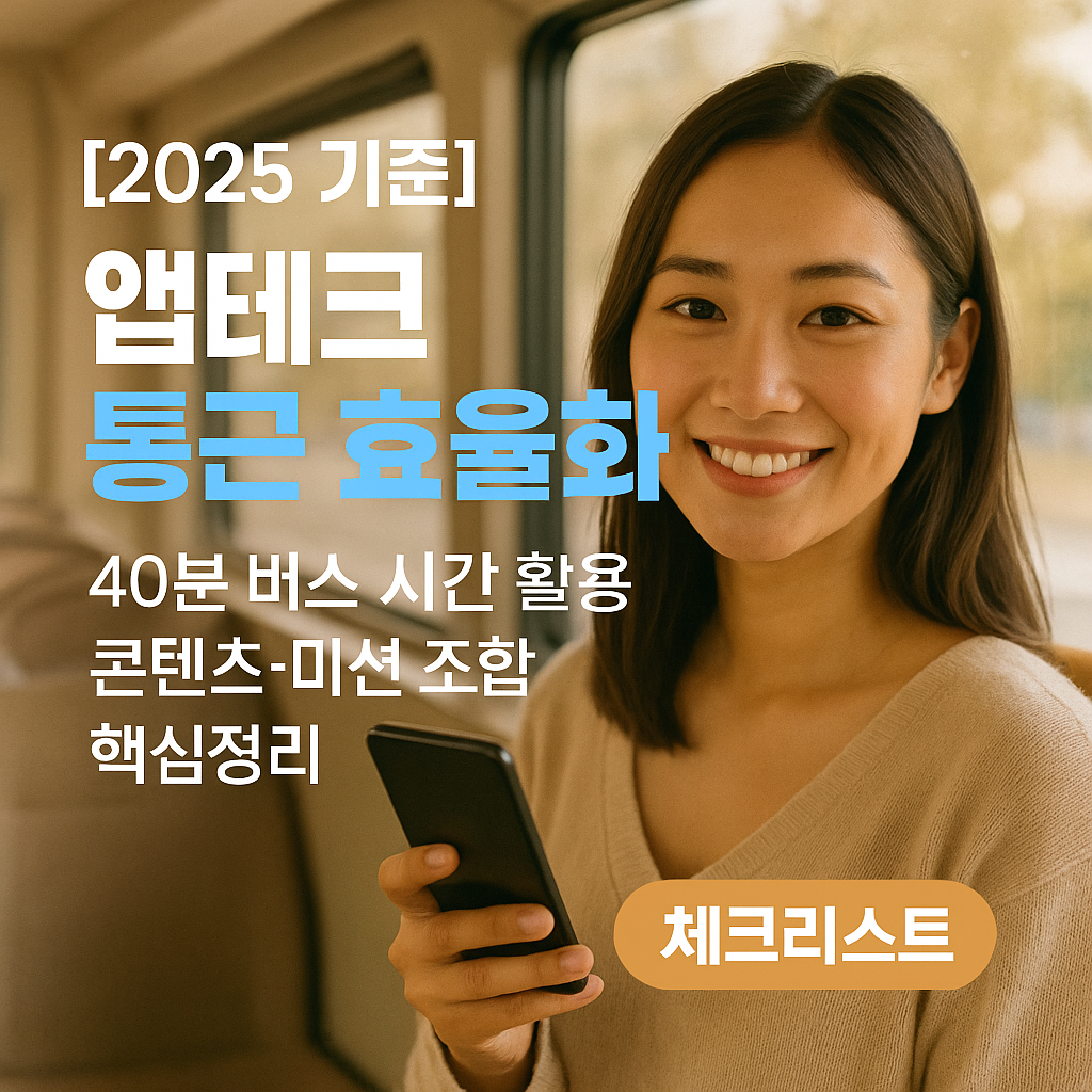 [2025 기준] 앱테크 통근 효율화 ｜ 40분 버스 시간 활용 콘텐츠·미션 조합 핵심정리