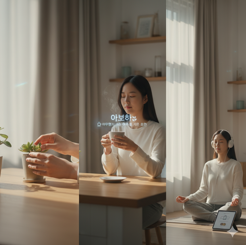 “아보하 트렌드를 적용해 특별하지 않은 하루 속에서도 애터미 제품으로 건강과 뷰티를 챙기는 간단한 루틴을 공개합니다.”