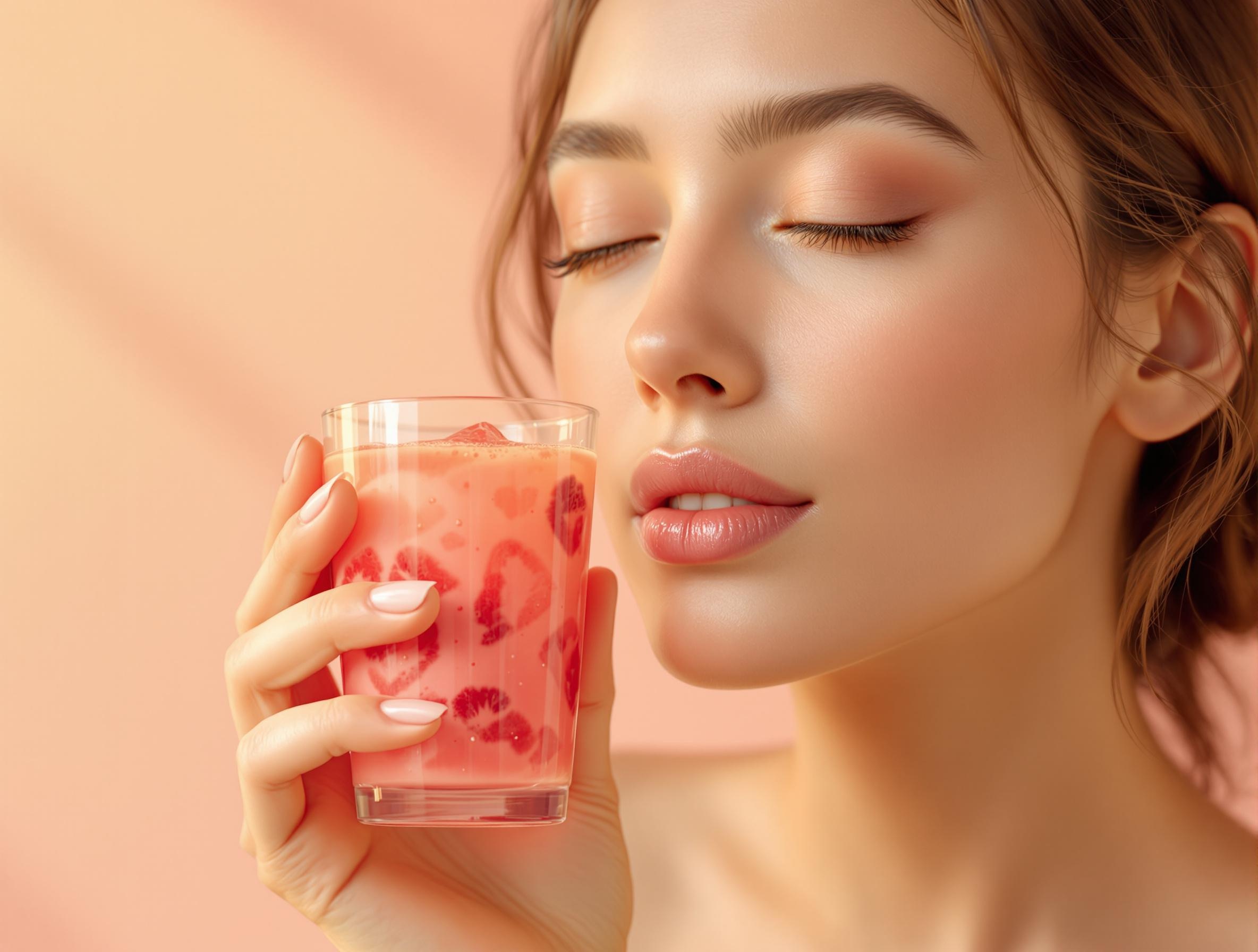 디톡스주스를 마시는 여성의 모습