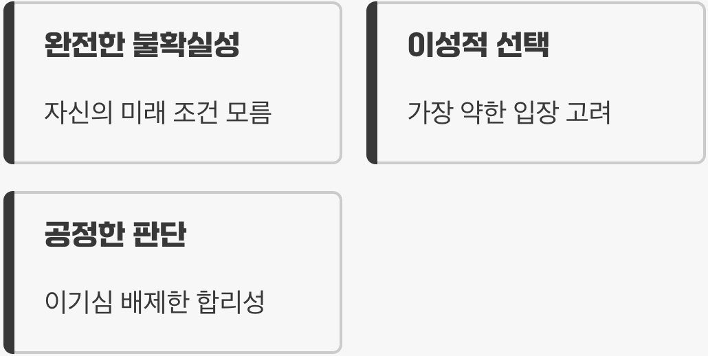 둘째, ‘무지의 베일’이라는 공정한 안대