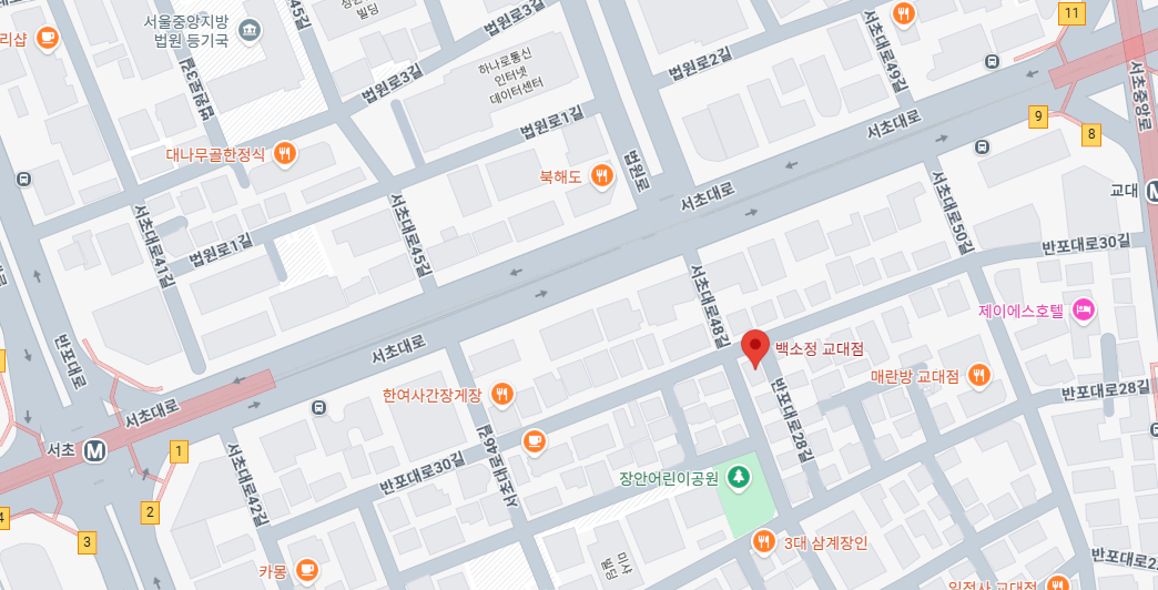 백소정 교대점 위치 지도 : 서초역 돈까스 맛집 베스트 3