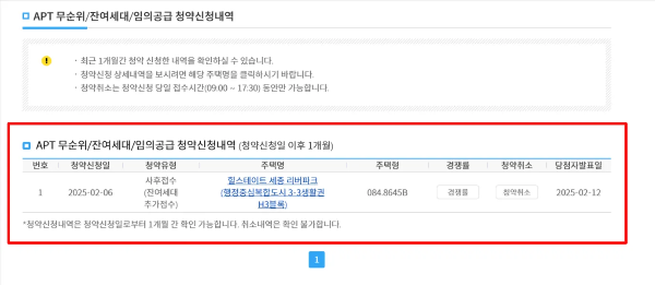 무순위 청약 당첨자 발표