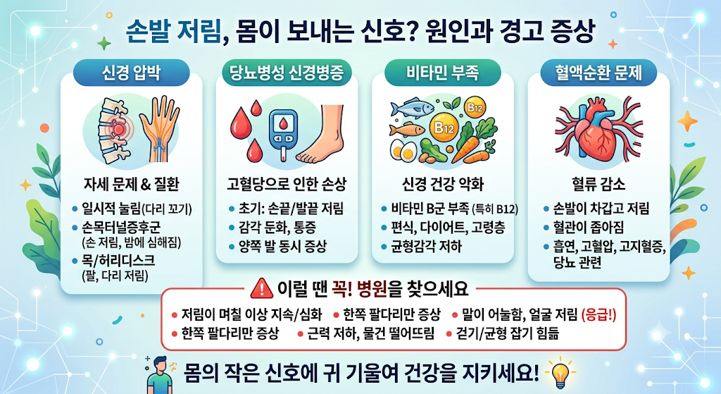 손발 저림, 원인과 증상